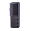 Twin Size Murphy Bed with Wardrobe and Drawers;  Storage Bed;  can be Folded into a Cabinet;  Gray