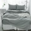 4 Pc Cal-King Bedding Set, Premium Extra Soft Sea Glass Linen Sheet Set and Pillowcases, Breathable Bedding for Cal-King Bed