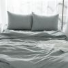 4 Pc Cal-King Bedding Set, Premium Extra Soft Sea Glass Linen Sheet Set and Pillowcases, Breathable Bedding for Cal-King Bed