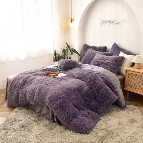 Mink Fur Four-piece Plush Rhinestone Velvet Duvet Cover