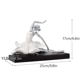 NORTHEUINS Resin Ballet Dancer Figurines for Interior Art Girl Statue (Color: D Silver)