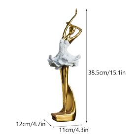 NORTHEUINS Resin Ballet Dancer Figurines for Interior Art Girl Statue (Color: A Golden)