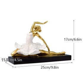 NORTHEUINS Resin Ballet Dancer Figurines for Interior Art Girl Statue (Color: D Golden)