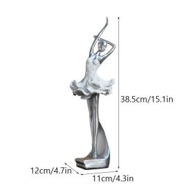 NORTHEUINS Resin Ballet Dancer Figurines for Interior Art Girl Statue (Color: A Silver)