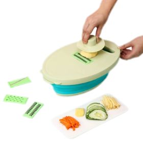 Multifunctional 10 in 1 Retractable Colander with Cutter, Slicer, & Chopper (Color: Green)