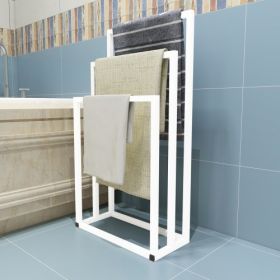 Metal Freestanding Towel Rack 3 Tiers (Color: White)